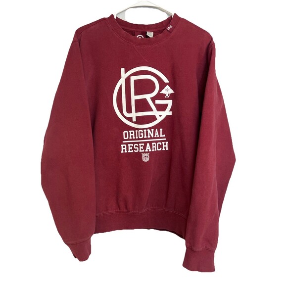 LRG original research LOGO crew neck maroon sweatshirt Size M - Picture 1 of 13